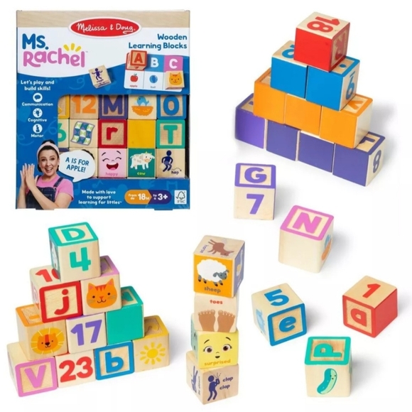Melissa & Doug Ms. Rachel Wooden Learning Blocks 18M-3Y - Picture 3 of 4